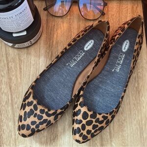 Dr.Scholls Memory Foam Cool Fit Leopard Print Flats Sz 7M